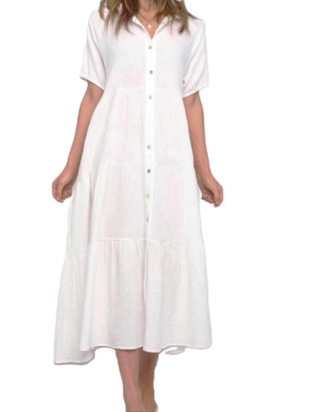 Petal & Pup Wabash Midi Shirt Dress White Cotton Gauze Clean Girl Scandi